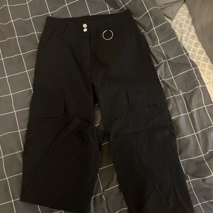 SHEIN Black Cargo Joggers with Ring Detail